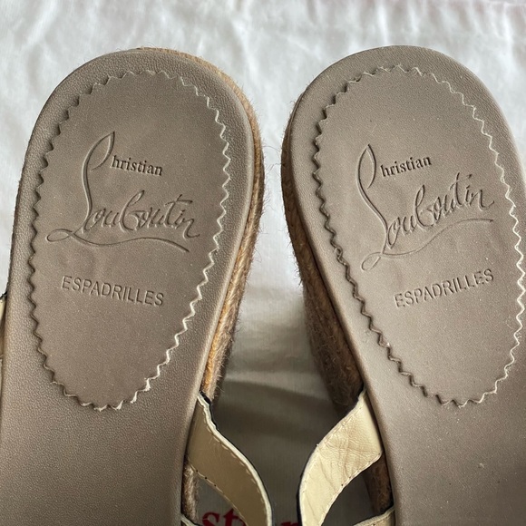 🖤♥️Christian Louboutin size 38 - Black Ribbon espadrilles platform wedge - Picture 3 of 9